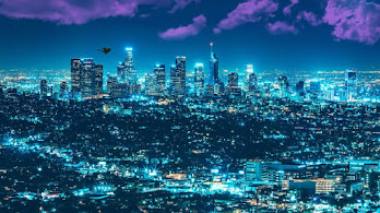 دانلود والپیپر شب لس آنجلس Los Angeles Cityscape Night