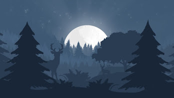 دانلود والپیپر مینیمال طبیعت جنگل شب مهتاب Minimalist Nature Forest Night Landscape