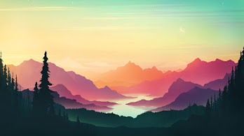 دانلود والپیپر منظره غروب کوهستان Mountain Scenery Landscape Sunset