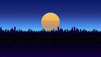 دانلود والپیپر شب شهر مینیمال سینت‌ویو Night City Minimalist Synthwave