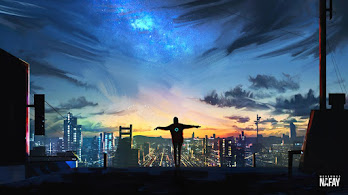 دانلود والپیپر سیلوئت شهر شب Night City Silhouette Sky Scenery