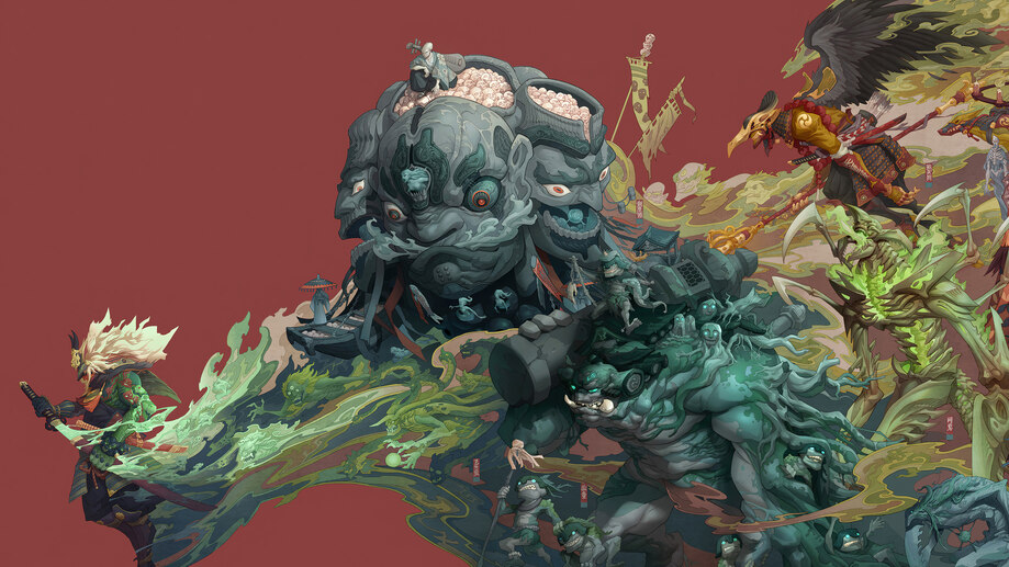 دانلود والپیپر سامورایی و هیولا Samurai Warrior Yokai Monster