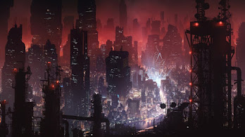 دانلود والپیپر دیجیتال آرت شب علمی تخیلی Sci-Fi Night Digital Art