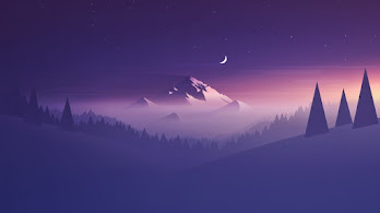 دانلود والپیپر مینیمال کوه برفی شب Snow Mountain Night Minimalist