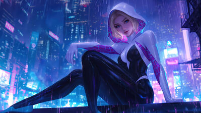 دانلود والپیپر اسپایدر گون شهر شب Spider-Gwen Night City