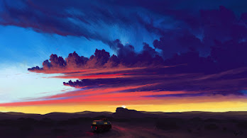 دانلود والپیپر منظره طلوع خورشید Sunrise Clouds Sky Scenery Art