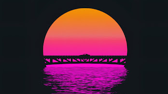 دانلود والپیپر مینیمال غروب خورشید و پل Sunset Minimalist Bridge