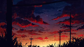 دانلود والپیپر غروب ابر آسمان پرستاره Sunset Scenery Cloud Starry Sky