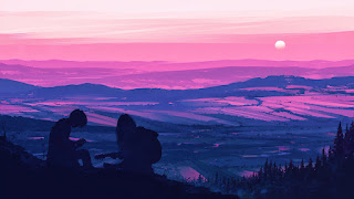 دانلود والپیپر دیجیتال آرت سیلوئت طبیعت غروب Sunset Scenery Nature Silhouette Digital Art