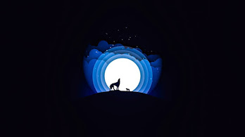 دانلود والپیپر گرگ زوزه‌کش به ماه Minimalist
