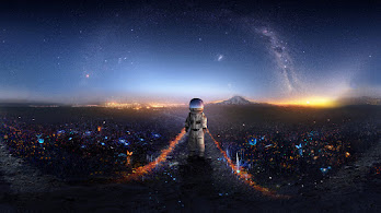دانلود والپیپر دیجیتال آرت فضانورد Astronaut Scenery Digital Art