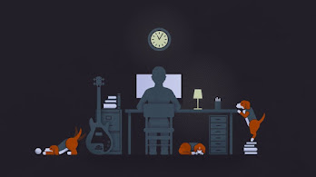 دانلود والپیپر ایستگاه کاری کامپیوتر شب مینیمال Computer Workstation Minimalist Night Digital Art