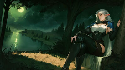 دانلود والپیپر دختر الف شب مهتاب Elf Fantasy Girl Night Moon
