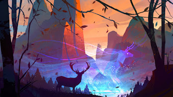 دانلود والپیپر آرت جنگل فانتزی و گوزن Fantasy Forest Deer