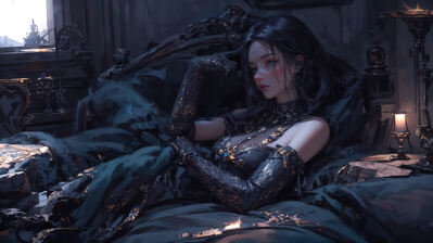 دانلود والپیپر فانتزی دختر تنها در اتاق خواب Fantasy Girl Alone Bedroom