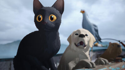 دانلود والپیپر فیلم جریان Flow Movie Black Cat Dog