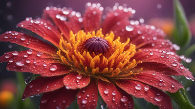 دانلود والپیپر دیجیتال گل و قطره Flower Droplets Close-Up Digital Art