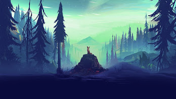 دانلود والپیپر دیجیتال آرت روباه جنگل درخت Fox Forest Trees Digital Art