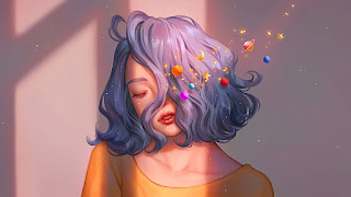 دانلود والپیپر دیجیتال آرت دختر مو آبی کوتاه Girl Blue Short Hair Digital Art | مو آبی کوتاه یعنی آلت گرل باحالی، ولی راستش توی ریل‌لایف هنوز برای سفارش پیتزا استرس داری.
