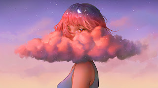 دانلود والپیپر دختر و ابرها Girl Clouds Sky Scenery Digital Art