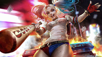 دانلود والپیپر هارلی کویین و بت Harley Quinn Bat