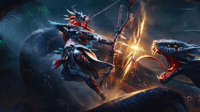 دانلود والپیپر فانتزی شکارچی کماندار در برابر مار Fantasy Hunter Archer vs Snake