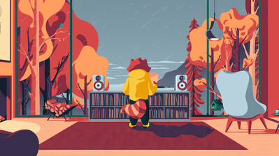 دانلود والپیپر لافی راکون Lofi Raccoon Digital Art