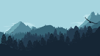 دانلود والپیپر مینیمال طبیعت جنگل کوهستان Minimalist Nature Forest Mountains Digital Art