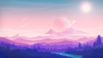 دانلود والپیپر کوه و ماه Mountain Nature Scenery Sky Moon Planet
