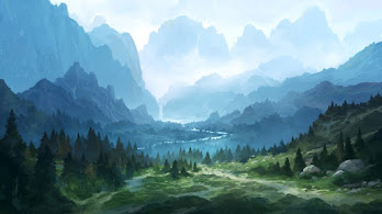 دانلود والپیپر طبیعت جنگل کوهستان دیجیتال آرت Nature Forest Mountain