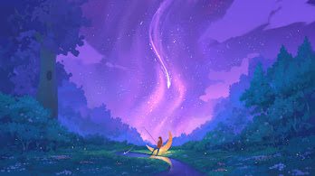 دانلود والپیپر آرت شب جنگل Nature Forest Night Scenery Art