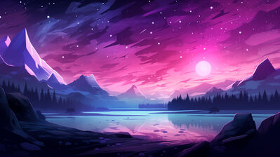 دانلود والپیپر منظره کوه برفی شب Night Snowy Mountain Scenery