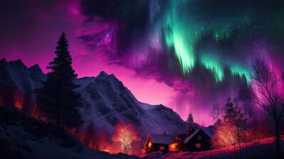 دانلود والپیپر شفق شمالی آسمان شب Northern Lights Aurora Night Sky