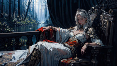 دانلود والپیپر ملکه فانتزی دختر مو سفید Queen Fantasy Girl White Hair