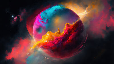 دانلود والپیپر دیجیتال آرت رنگی سحابی فضایی Space Nebula Colorful Digital Art
