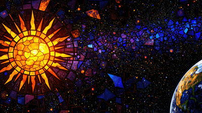 دانلود والپیپر خورشید زمین ستاره فضا Sun Earth Stars Space