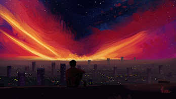 دانلود والپیپر شهر خلوت در غروب Alone City Digital Art Scenery