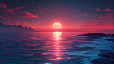 دانلود والپیپر غروب در ساحل Sunset Horizon Beach Scenery