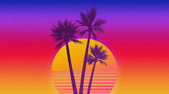 دانلود والپیپر دیجیتال آرت غروب نخل Sunset Palm Tree Digital Art