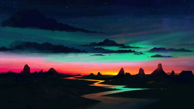 دانلود والپیپر غروب رودخانه Sunset River Horizon Scenery