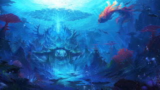 دانلود والپیپر منظره فانتزی زیر آب دیجیتال آرت Underwater Fantasy Scenery