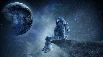 دانلود والپیپر فضانورد و ستاره Astronaut Outer Space Stars Planet