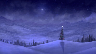 دانلود والپیپر درخت کریسمس و آسمان شب Christmas Tree Night Sky