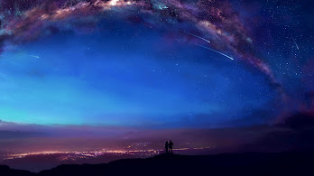 دانلود والپیپر زوج و آسمان شب انیمه Couple Night Sky