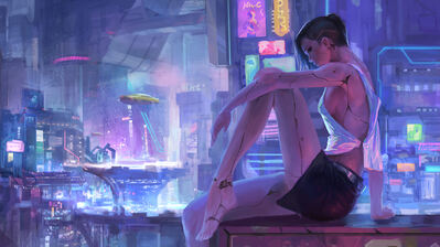 دانلود والپیپر دختر سایبرپانک آرت Cyberpunk Girl Art