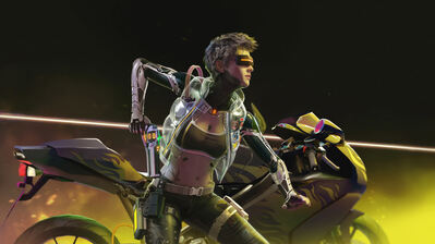 دانلود والپیپر دختر سایبری و موتورسیکلت Cyberpunk Girl Motorcycle Sci-Fi