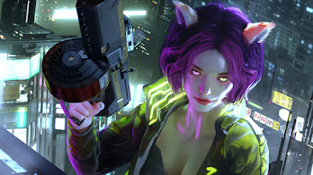 دانلود والپیپر دختر سایبرپانک شهر علمی تخیلی Cyberpunk Girl Sci-Fi City