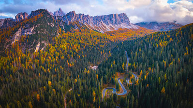 دانلود والپیپر جاده جنگلی و کوه Forest Road Nature Scenery