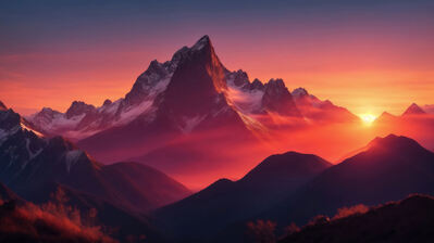 دانلود والپیپر غروب کوه Mountain Sunset Scenery