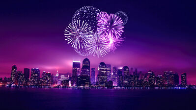 دانلود والپیپر آتش‌بازی شب سال نو شیکاگو New Year Fireworks Chicago Night City